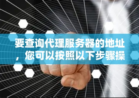 要查询代理服务器的地址,您可以按照以下步骤操作 要查询代理服务器的地址,您可以按照以下步骤操作