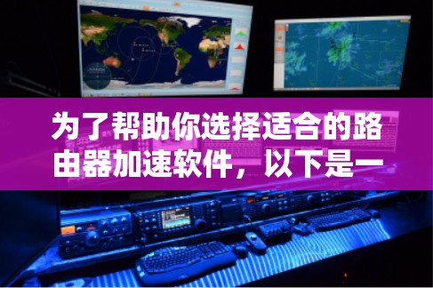 为了帮助你选择适合的路由器加速软件,以下是一个分步骤的建议 为了帮助你选择适合的路由器加速软件,以下是一个分步骤的建议